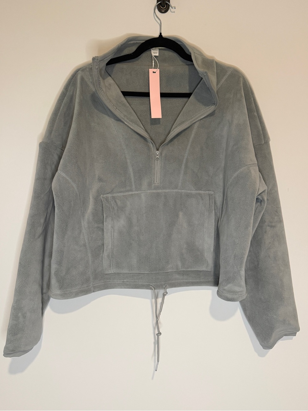 Qinsen Women’s Light Gray Half-Zip Fleece Pullover Hoodie